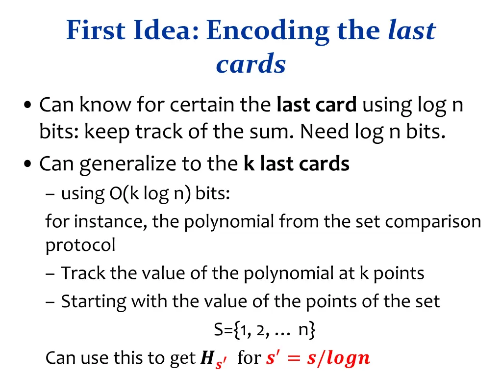 first idea encoding the last cards