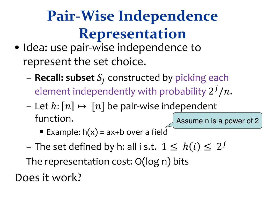 pair wise independence representation idea