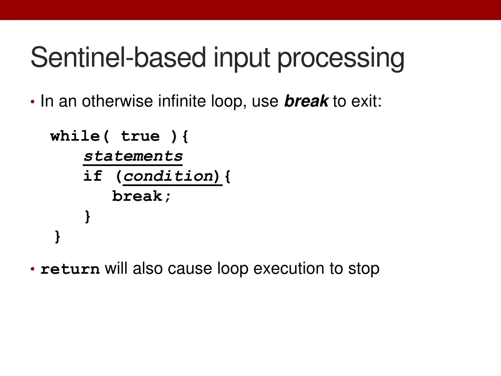 sentinel based input processing