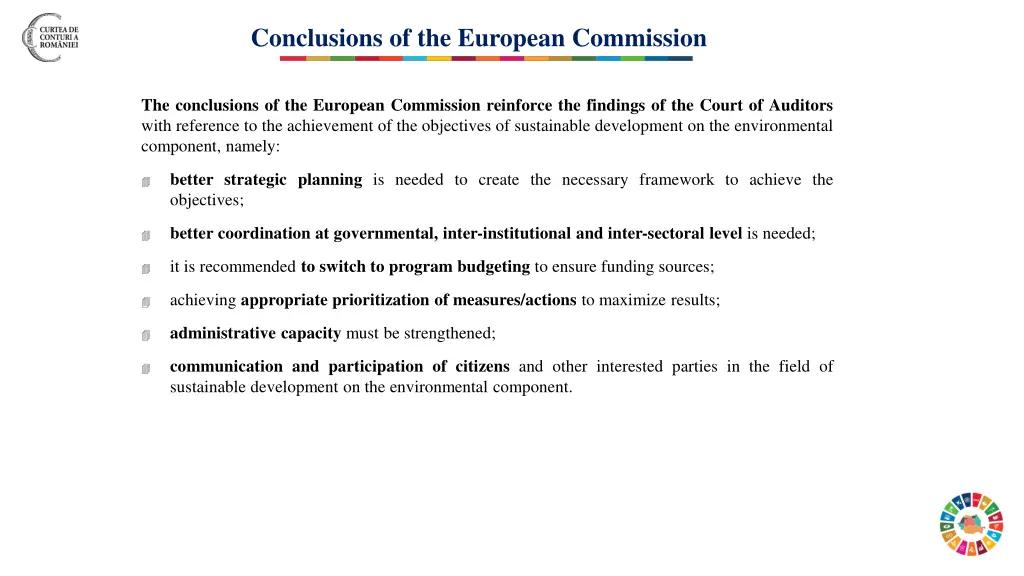 conclusions of the european commission