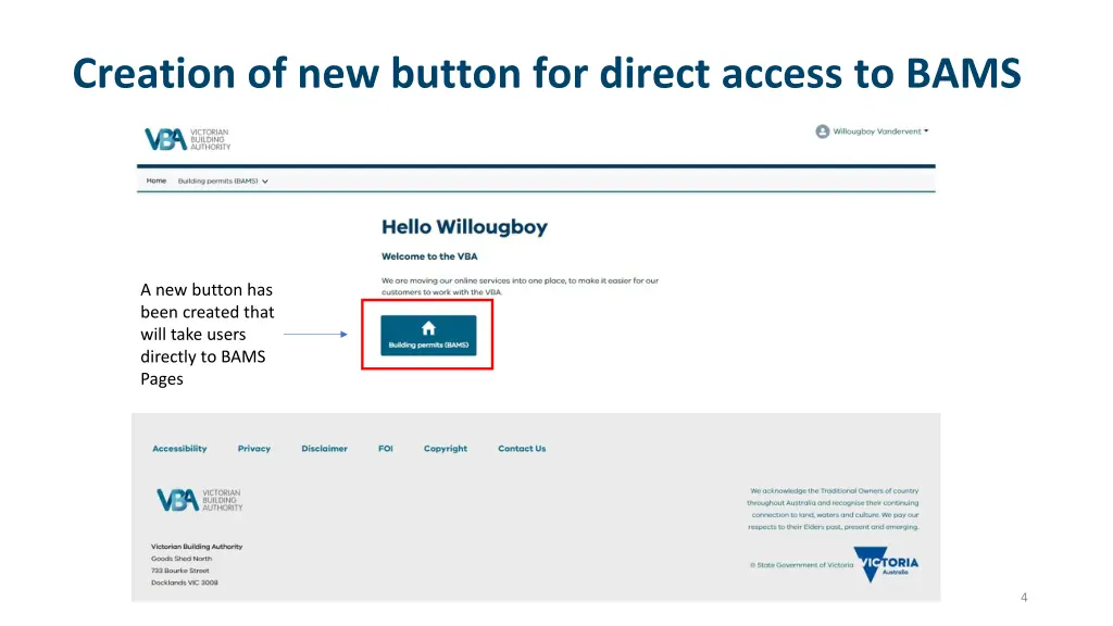 creation of new button for direct access to bams