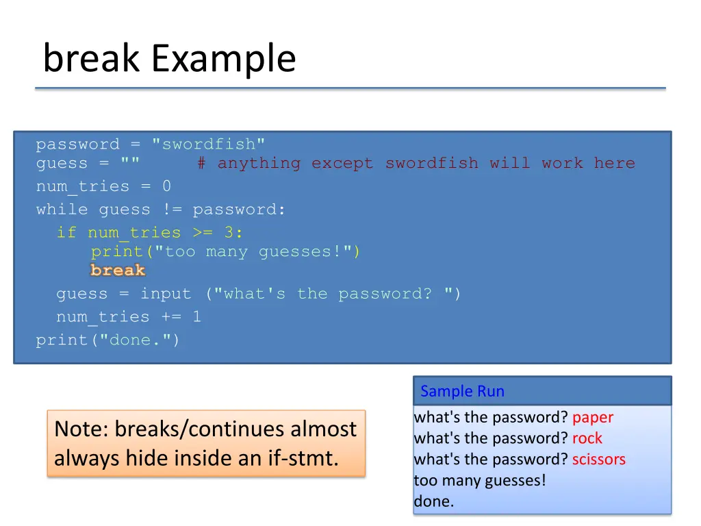 break example