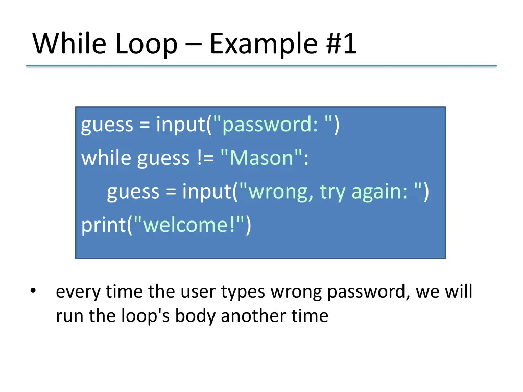 while loop example 1