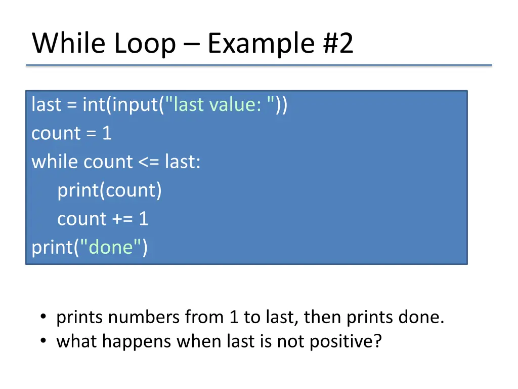 while loop example 2