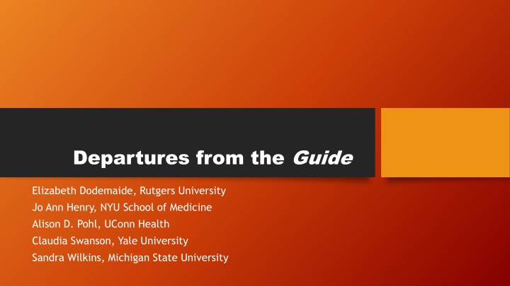 departures from the guide