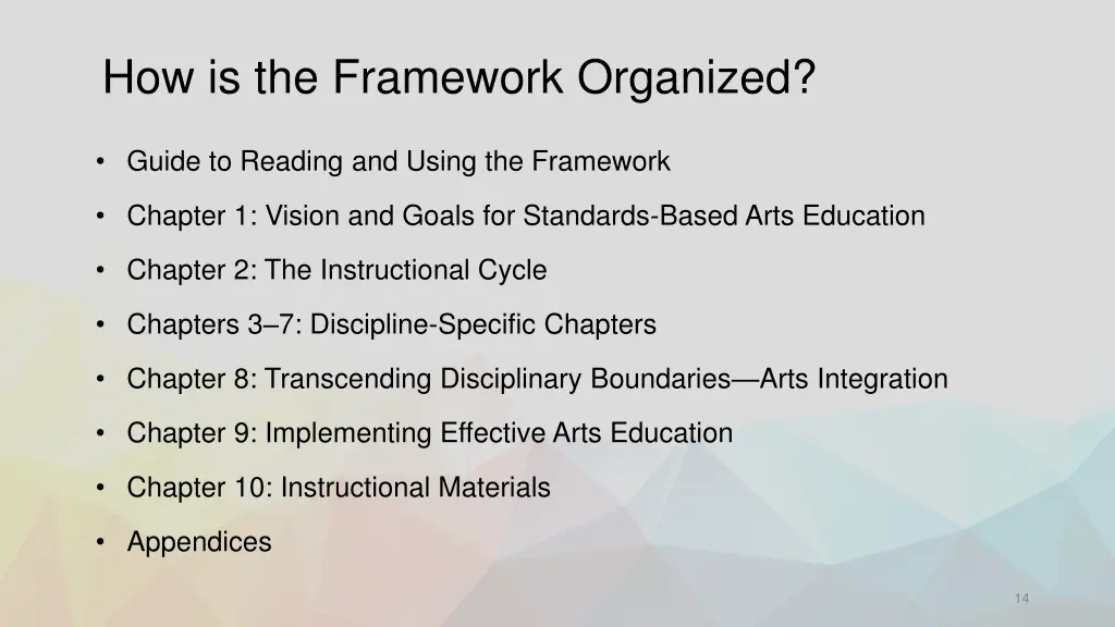 how is the framework organized