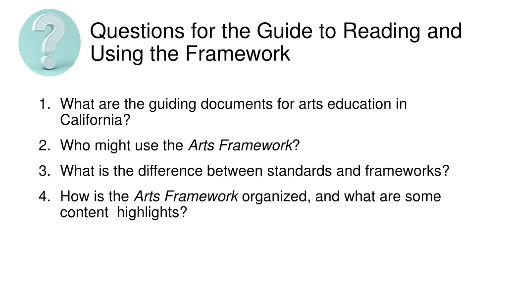 questions for the guide to reading and using