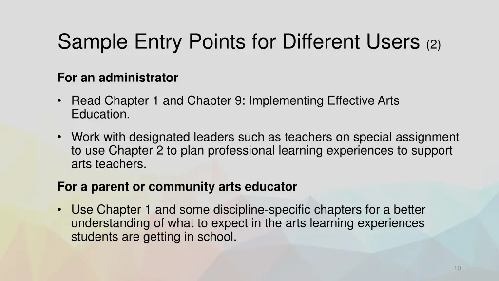 sample entry points for different users 2