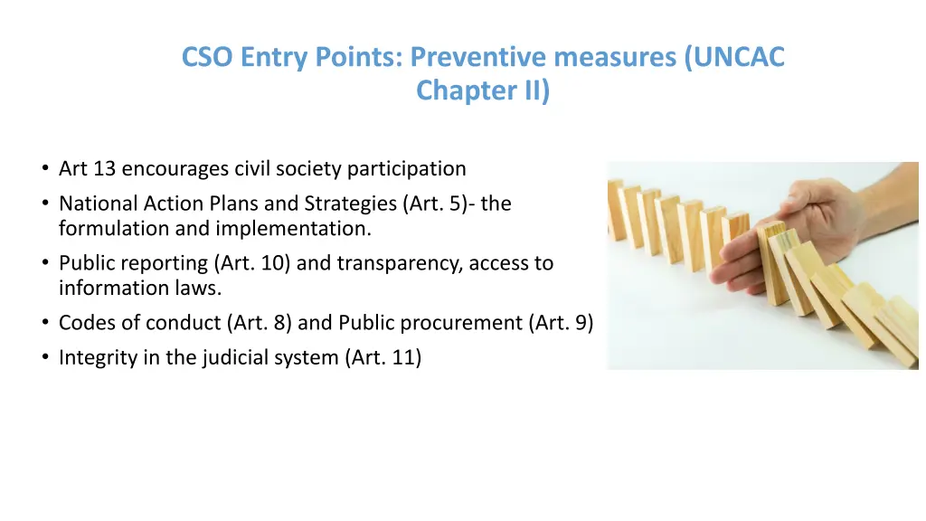 cso entry points preventive measures uncac