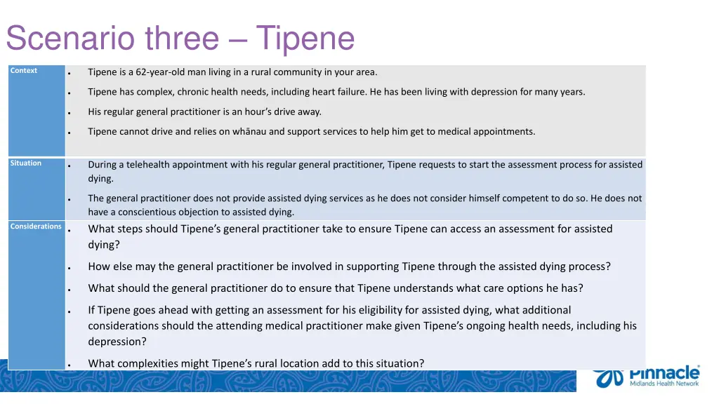 scenario three tipene