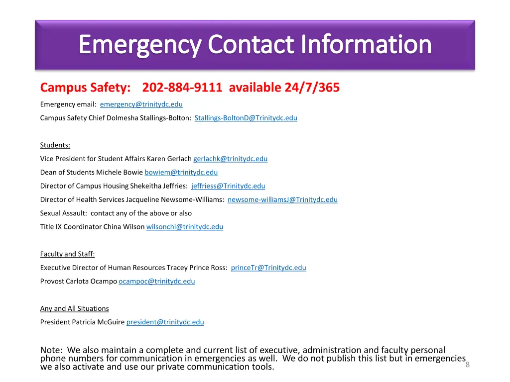 emergency contact information emergency contact