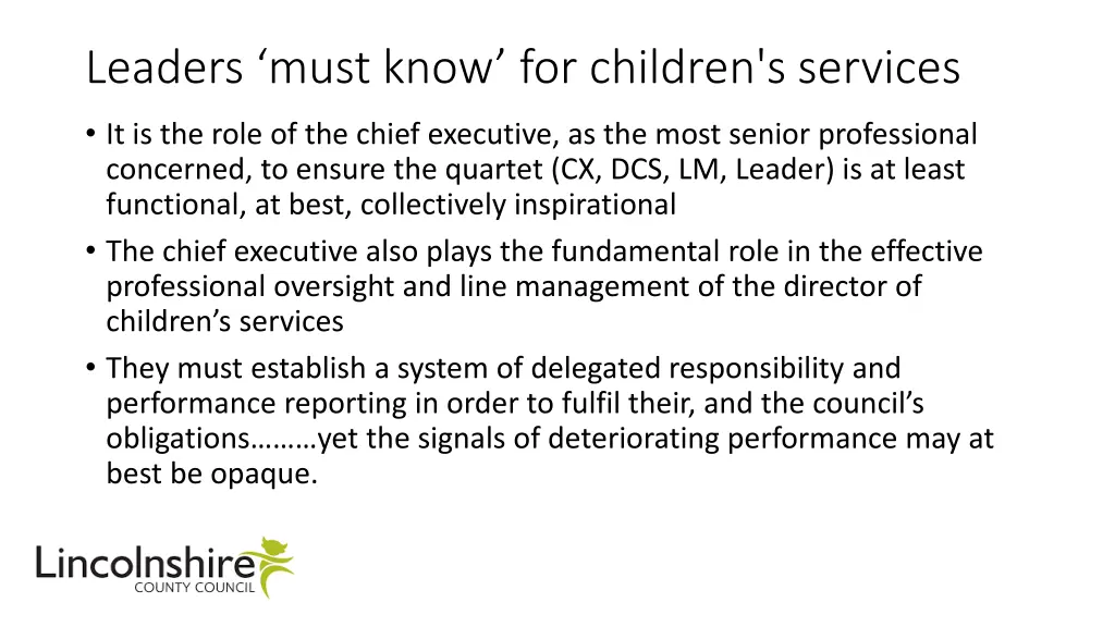 leaders must know for children s services