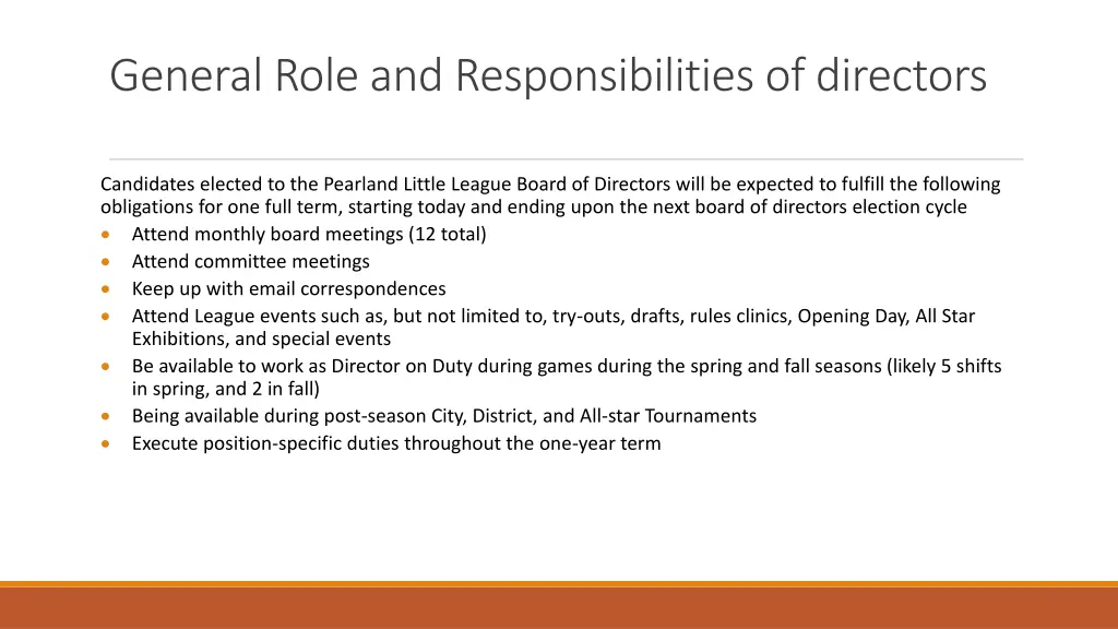 general role and responsibilities of directors