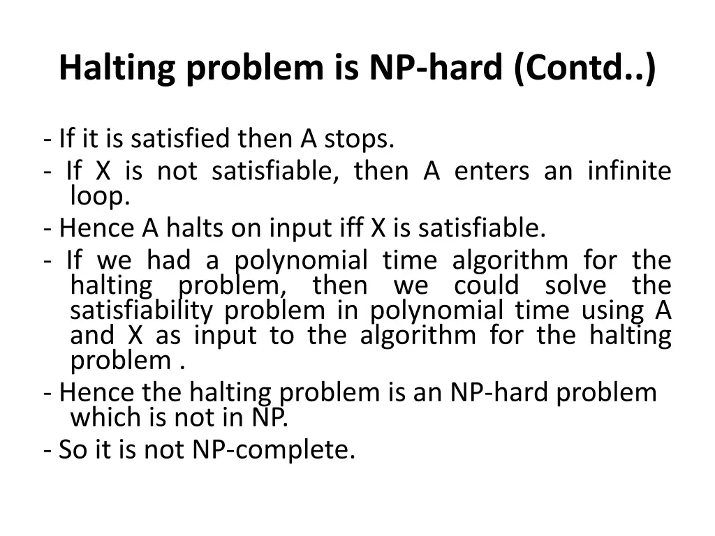 halting problem is np hard contd