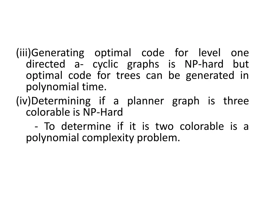 iii generating optimal code for level