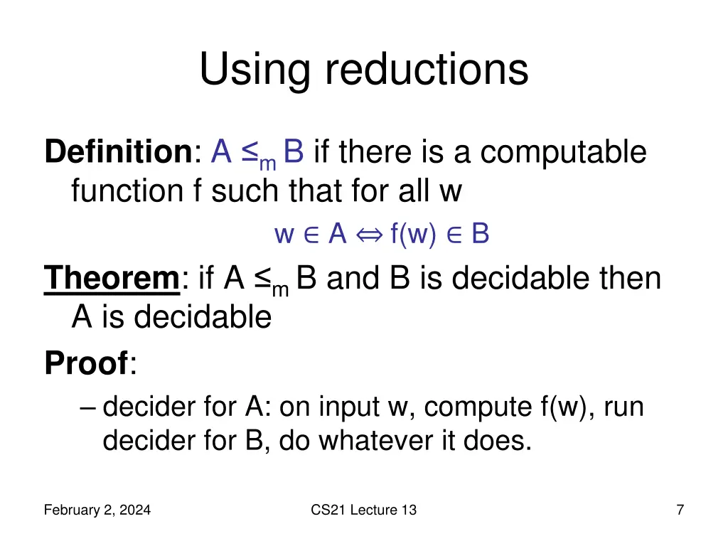 using reductions