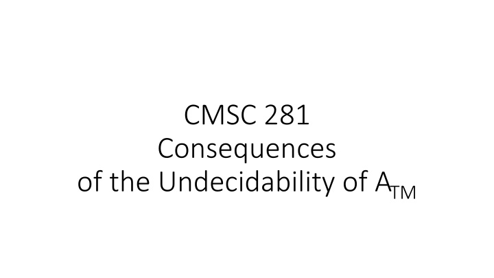 cmsc 281 consequences of the undecidability