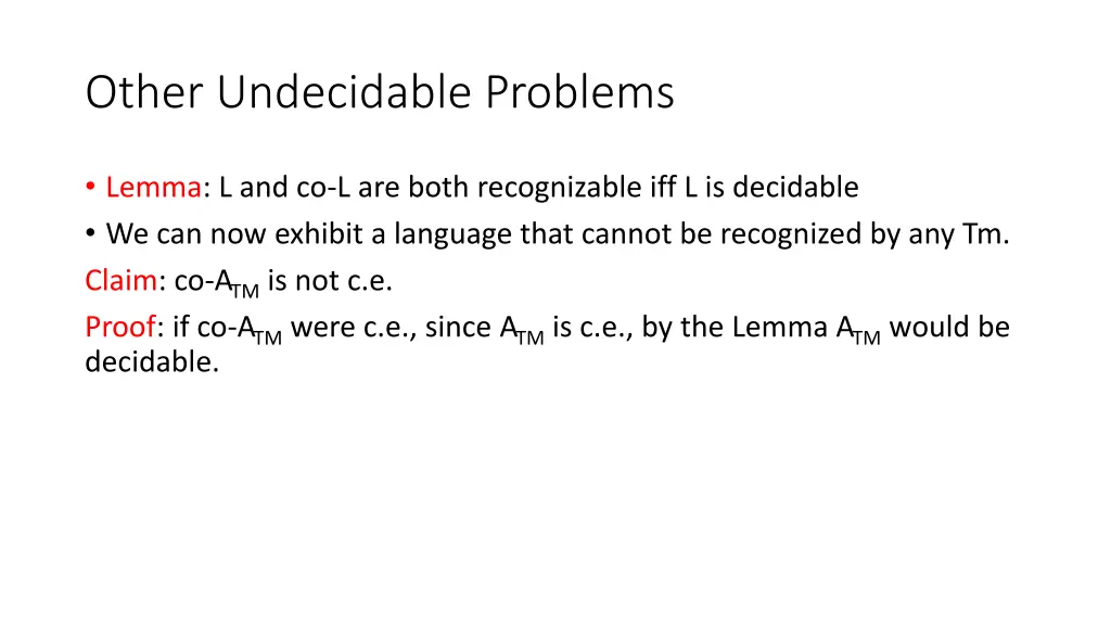 other undecidable problems 2