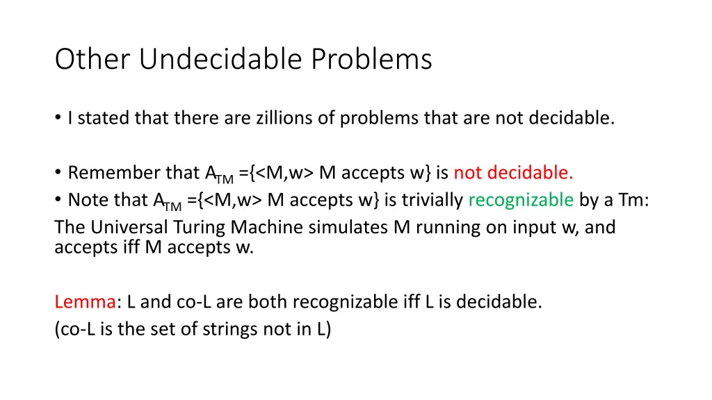 other undecidable problems