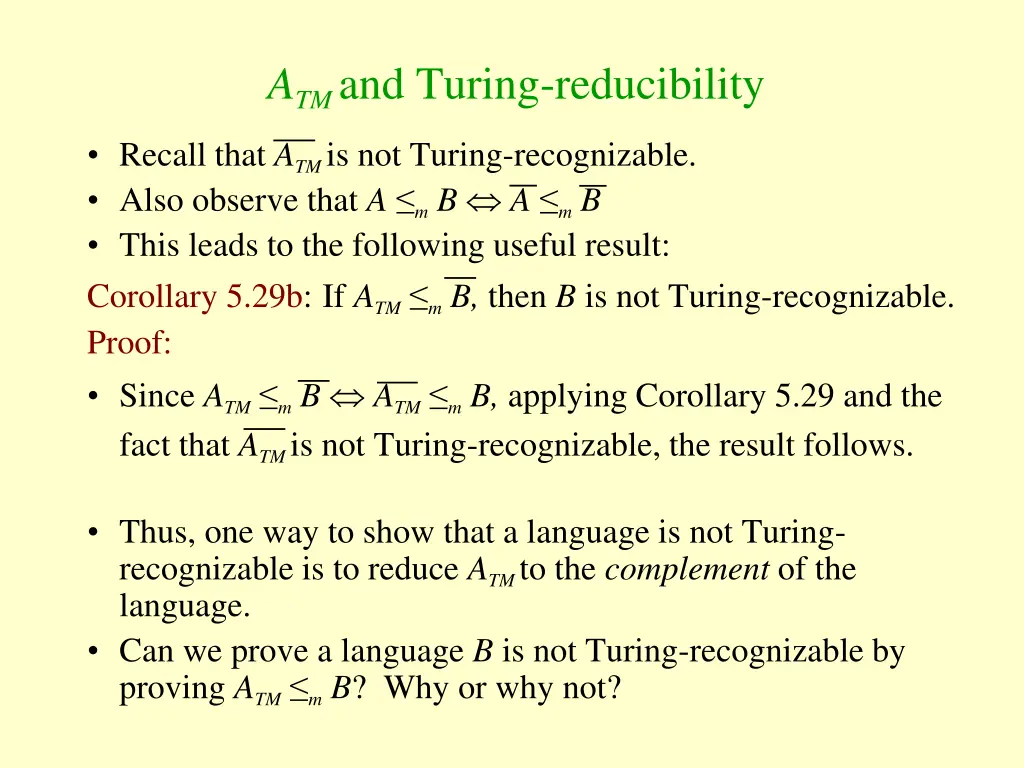 a tm and turing reducibility