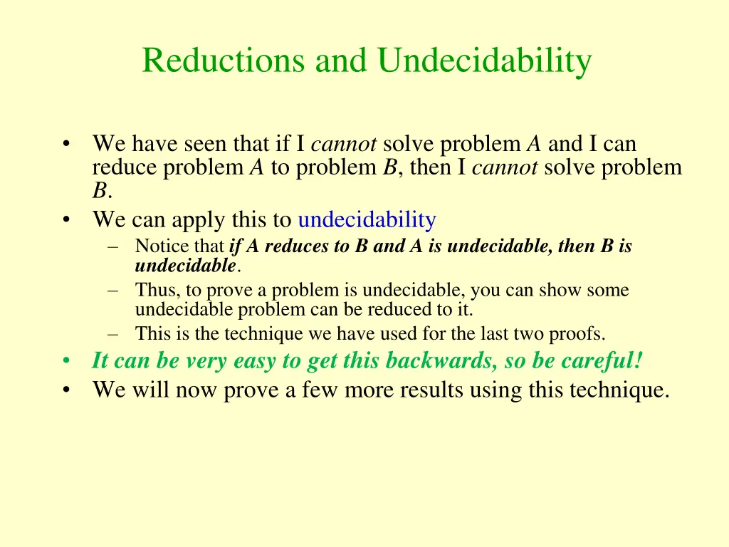 reductions and undecidability