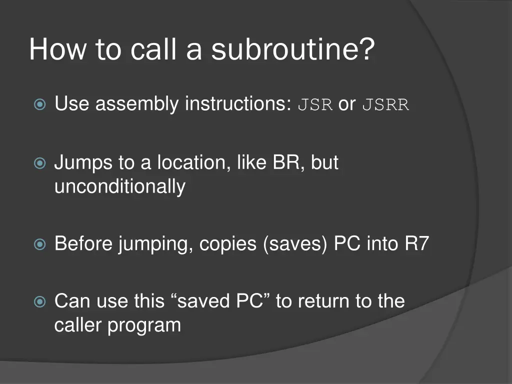 how to call a subroutine