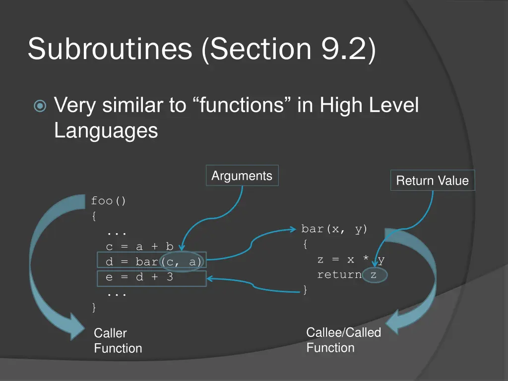 subroutines section 9 2