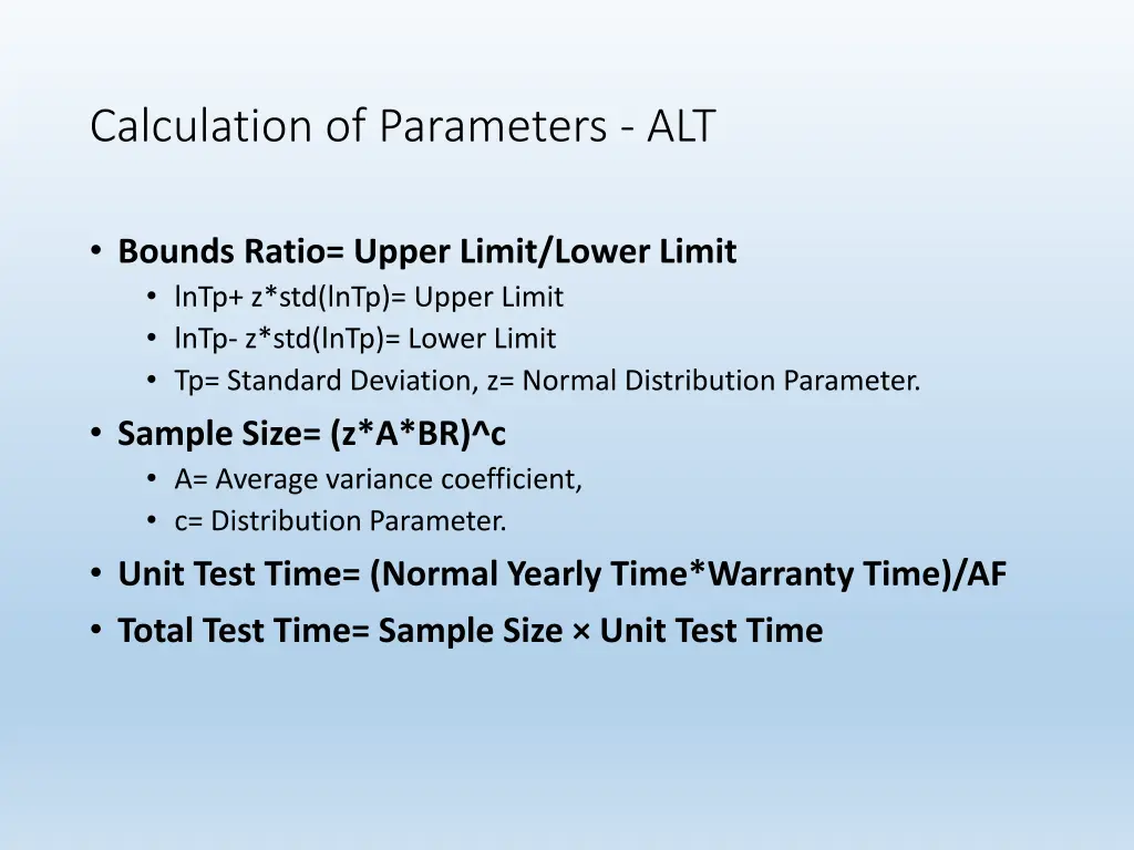 calculation of parameters alt 1