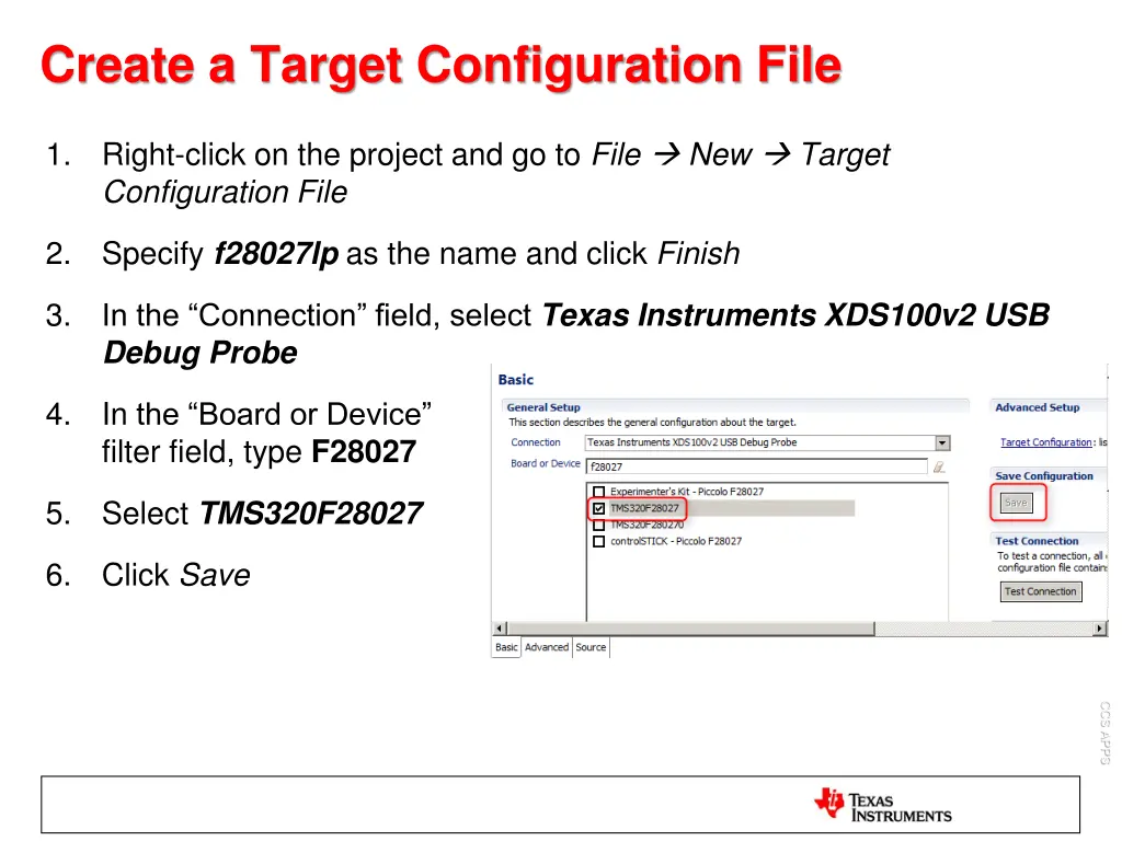 create a target configuration file