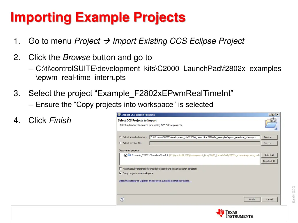 importing example projects