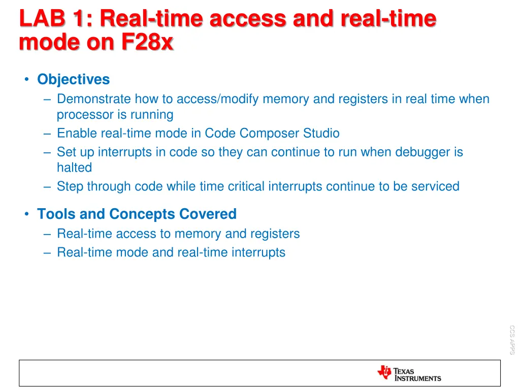 lab 1 real time access and real time mode on f28x