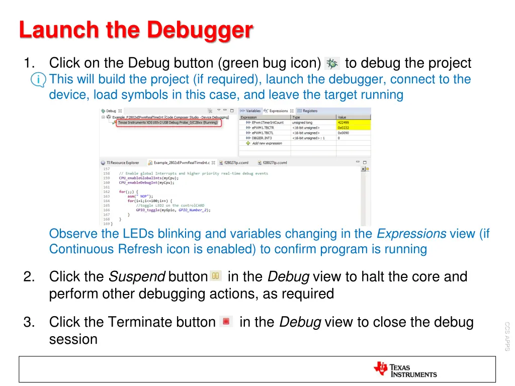 launch the debugger 2