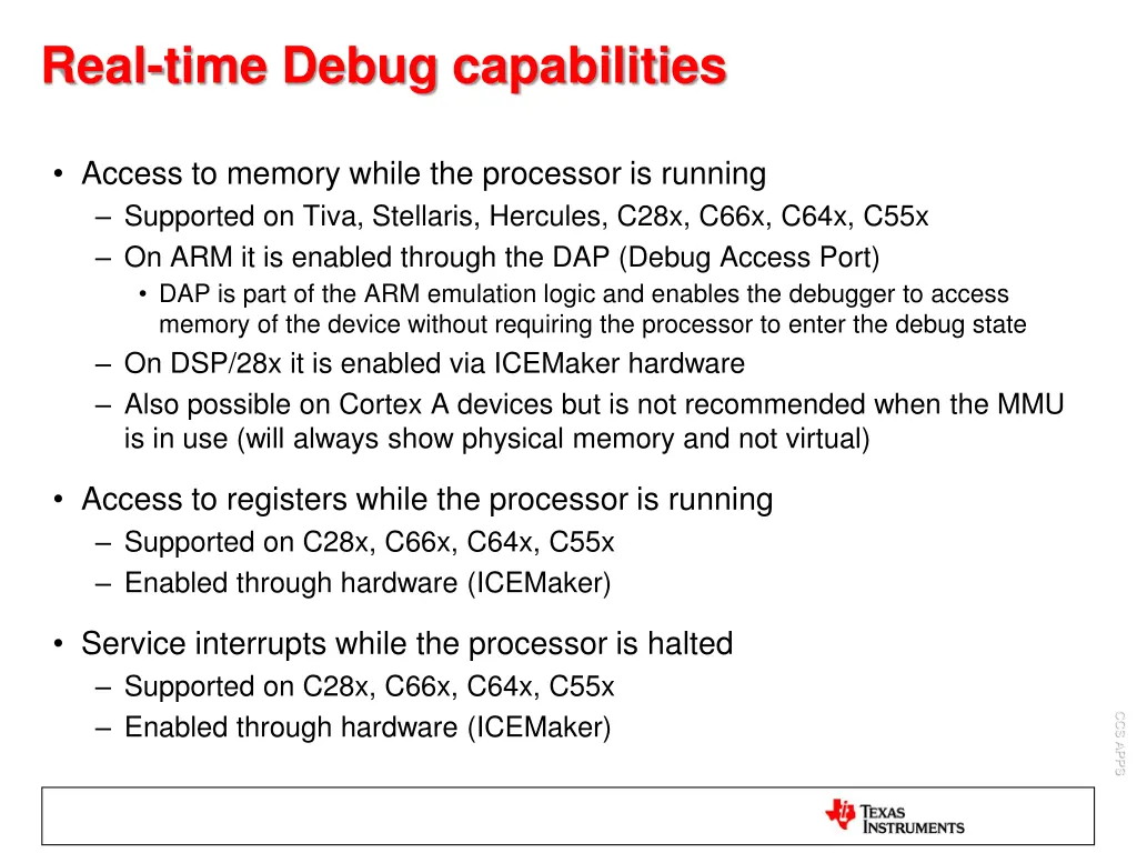 real time debug capabilities