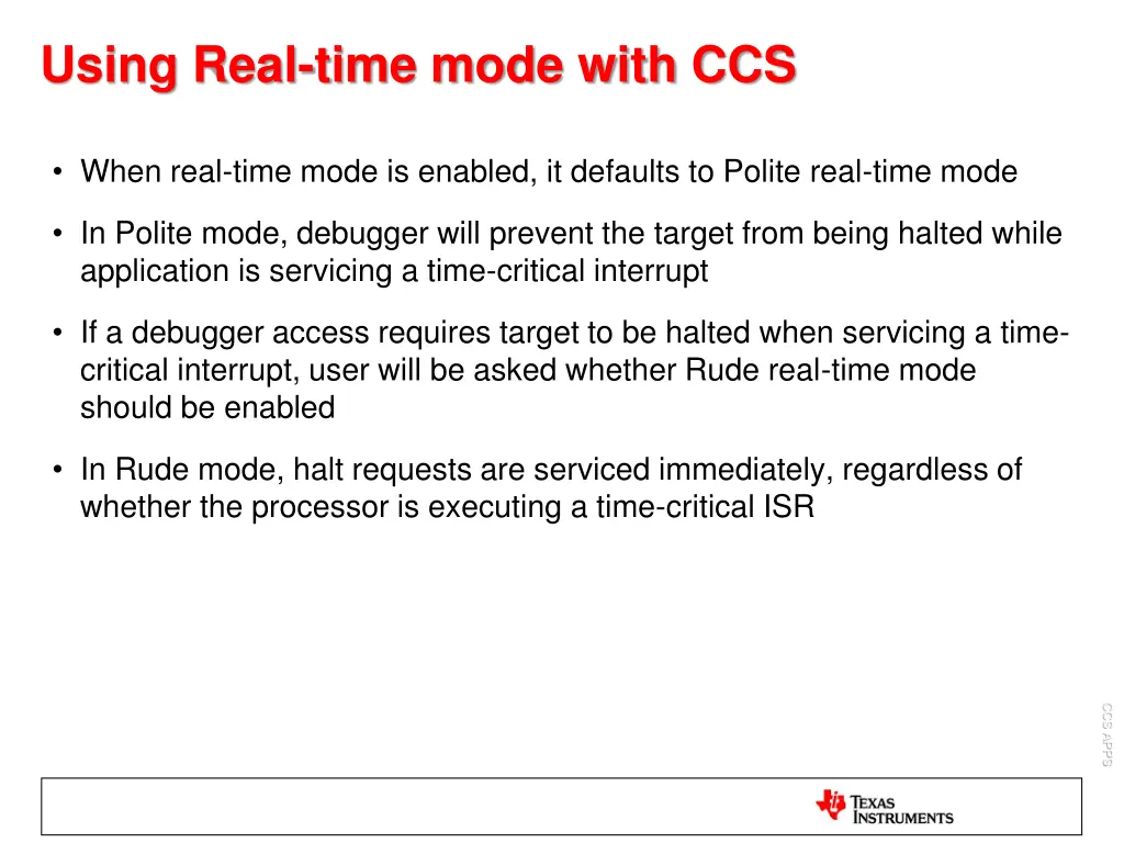 using real time mode with ccs 1