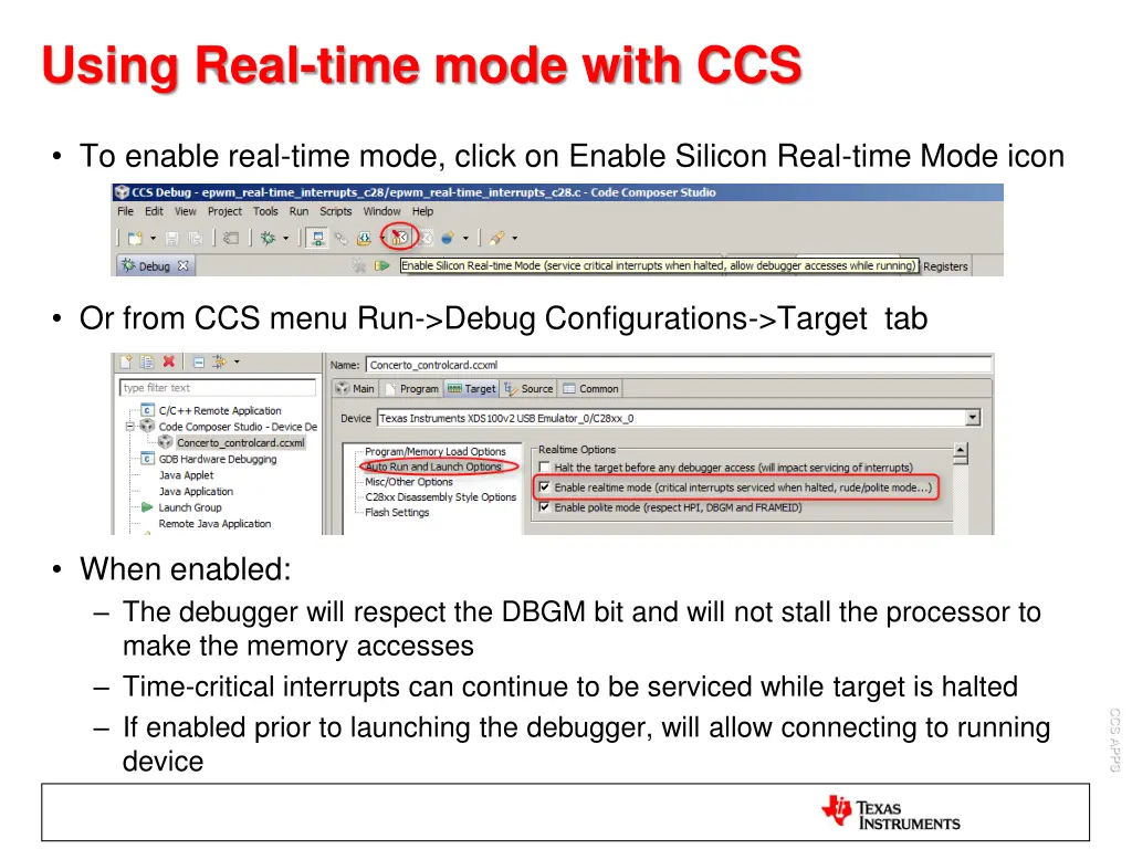 using real time mode with ccs