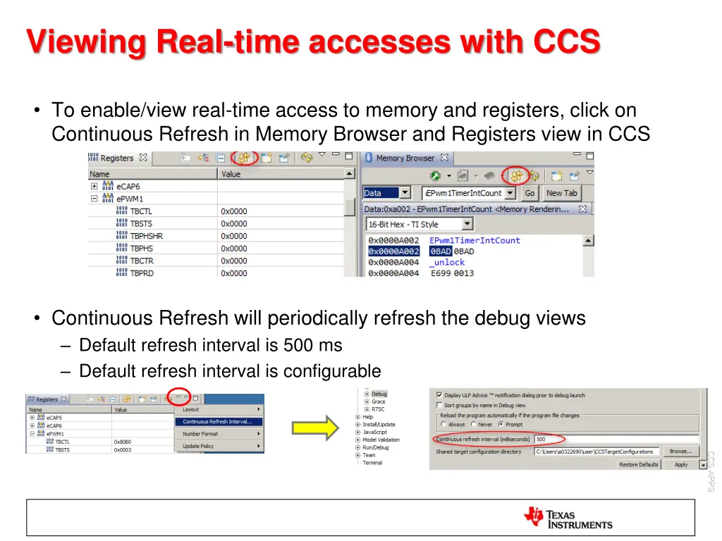 viewing real time accesses with ccs