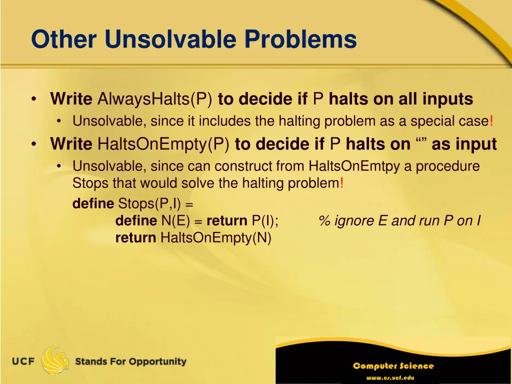 other unsolvable problems