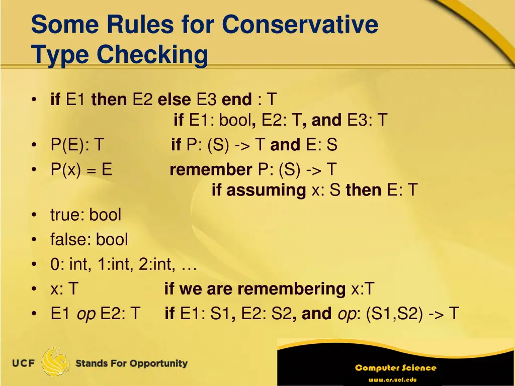 some rules for conservative type checking