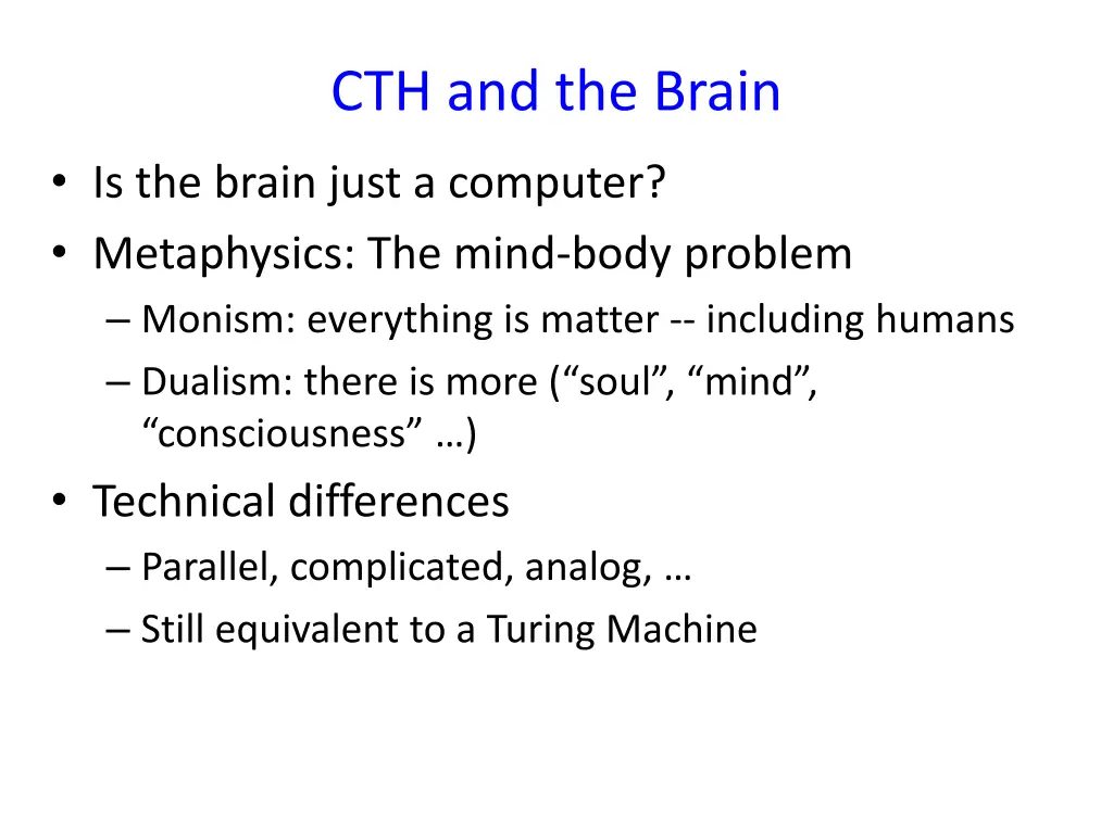 cth and the brain