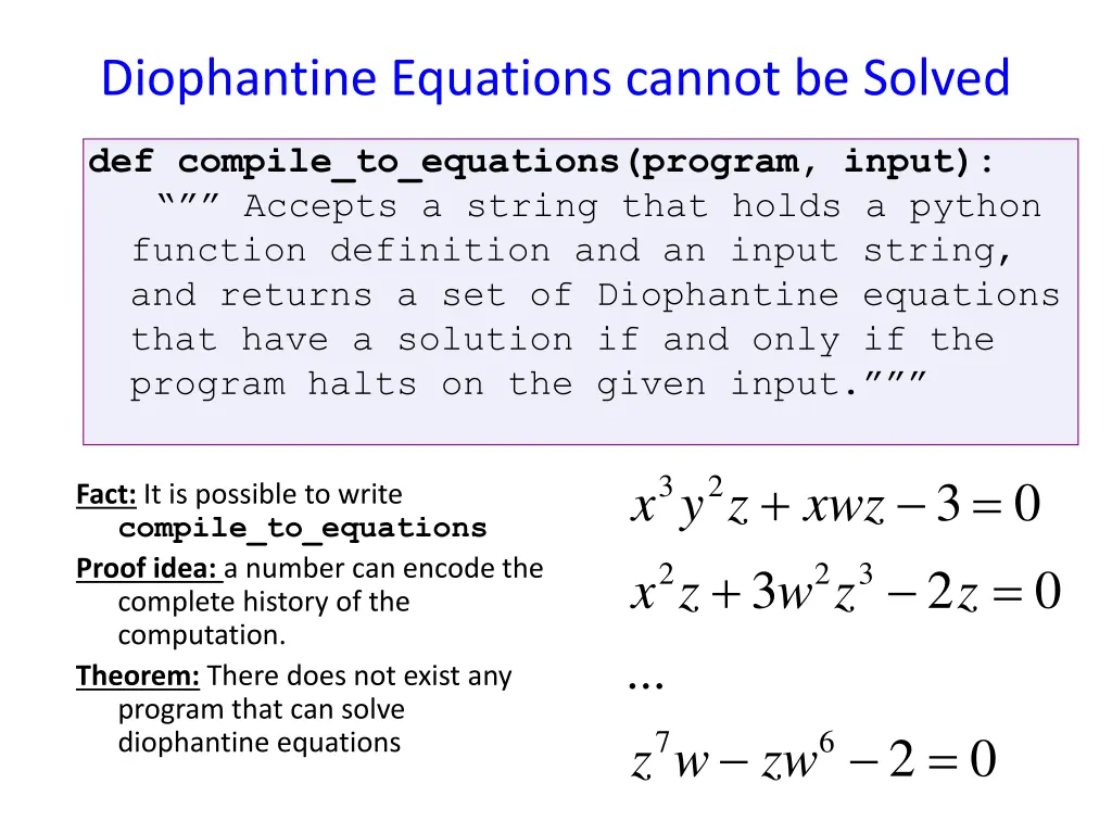 diophantine equations cannot be solved