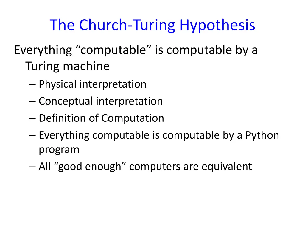 the church turing hypothesis