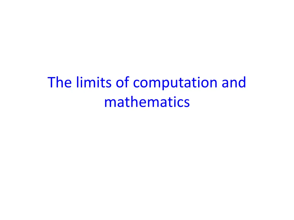 the limits of computation and mathematics