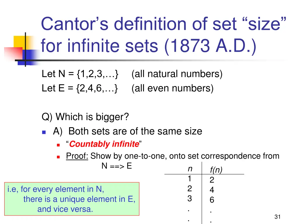 cantor s definition of set size for infinite sets