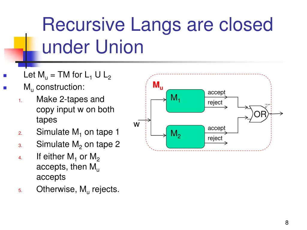 recursive langs are closed under union