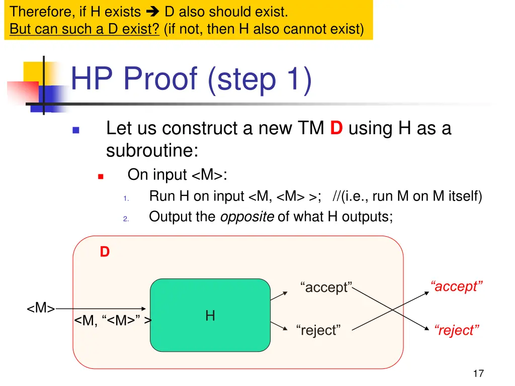 therefore if h exists d also should exist