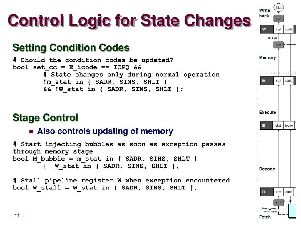 control logic for state changes