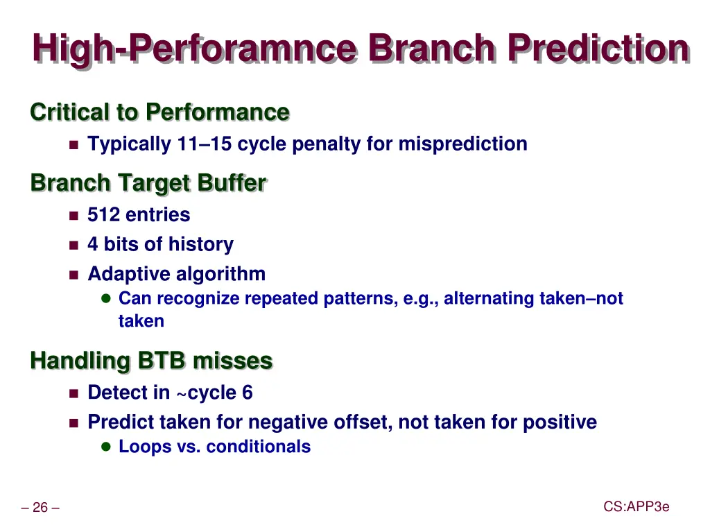 high perforamnce branch prediction