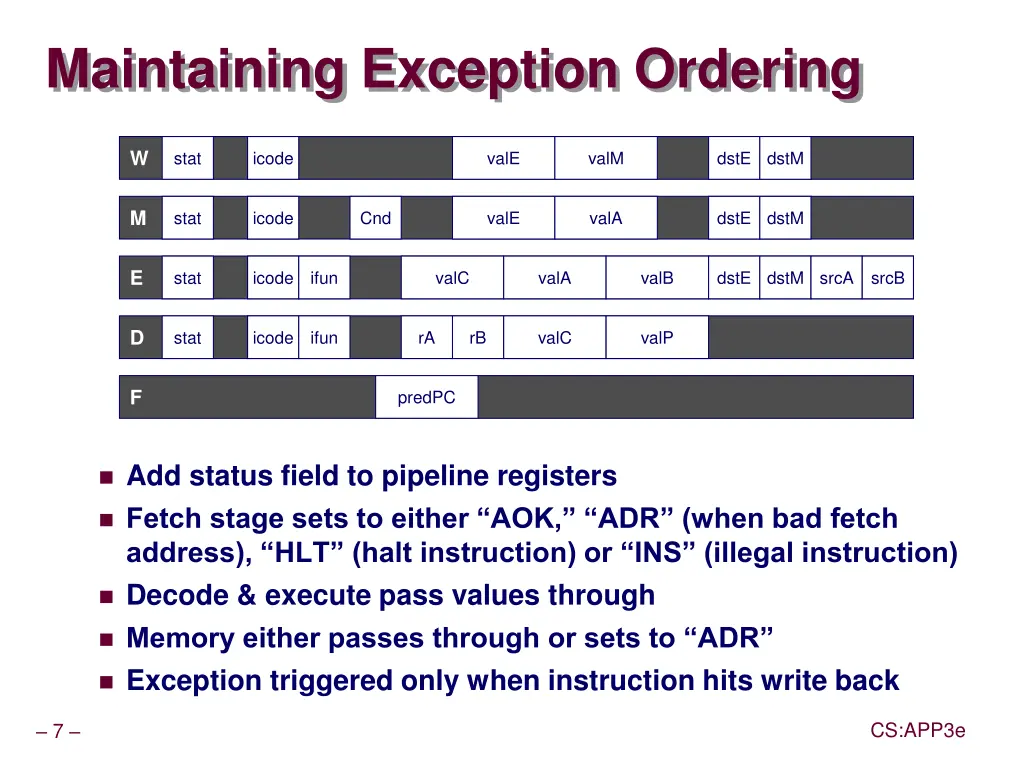 maintaining exception ordering