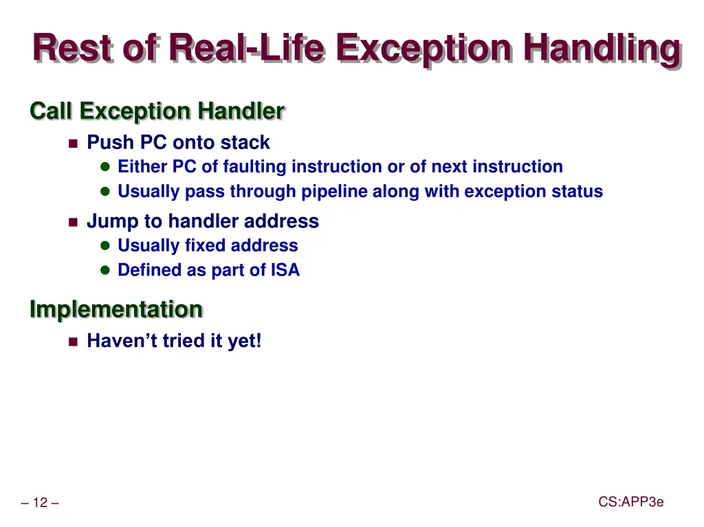 rest of real life exception handling