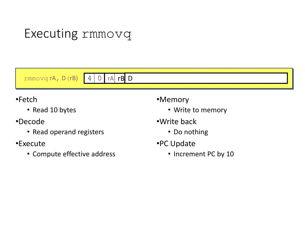 executing rmmovq